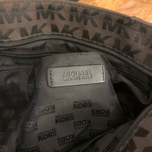 Michael Kors Black Monogram Tote with Gold Accents - Picture 7 of 10